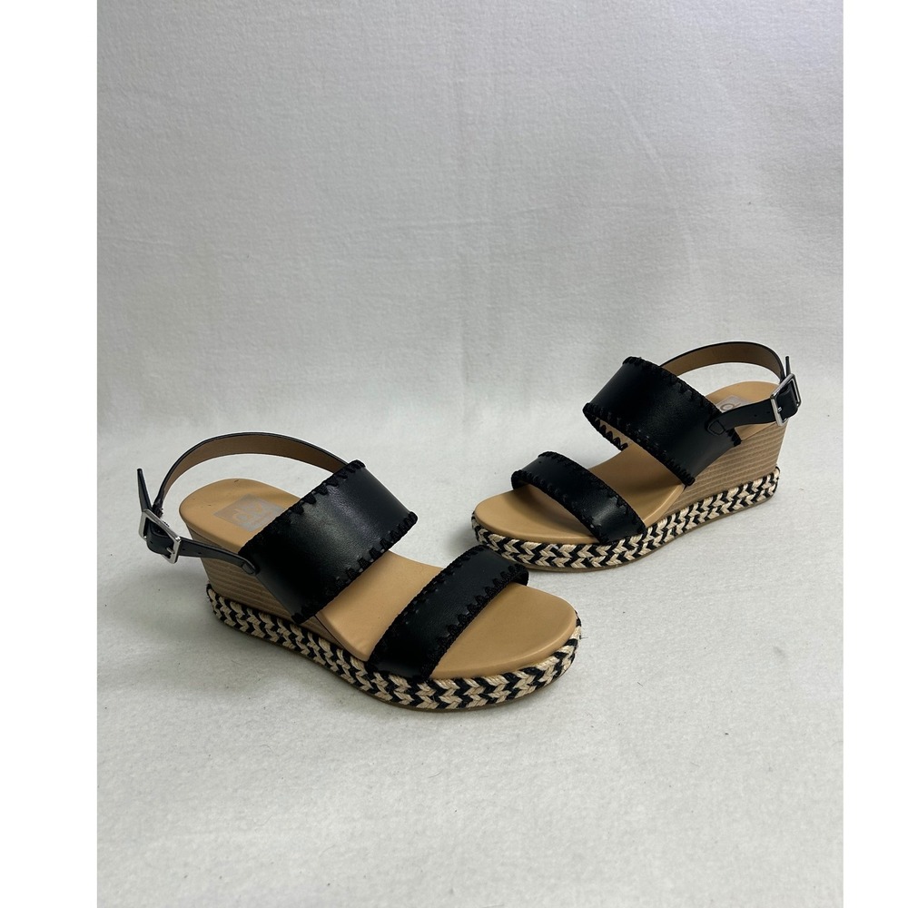 Boho DV Dolce Vita Womens 8.5 Black Esmaya Scalloped Espadrille Wedge Sandals